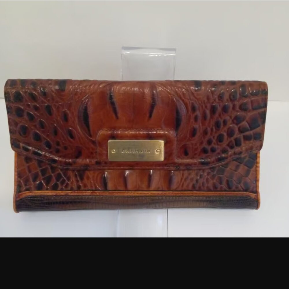 Brahmin Vintage Melbourne Trifold Checkbook Wallet GUC